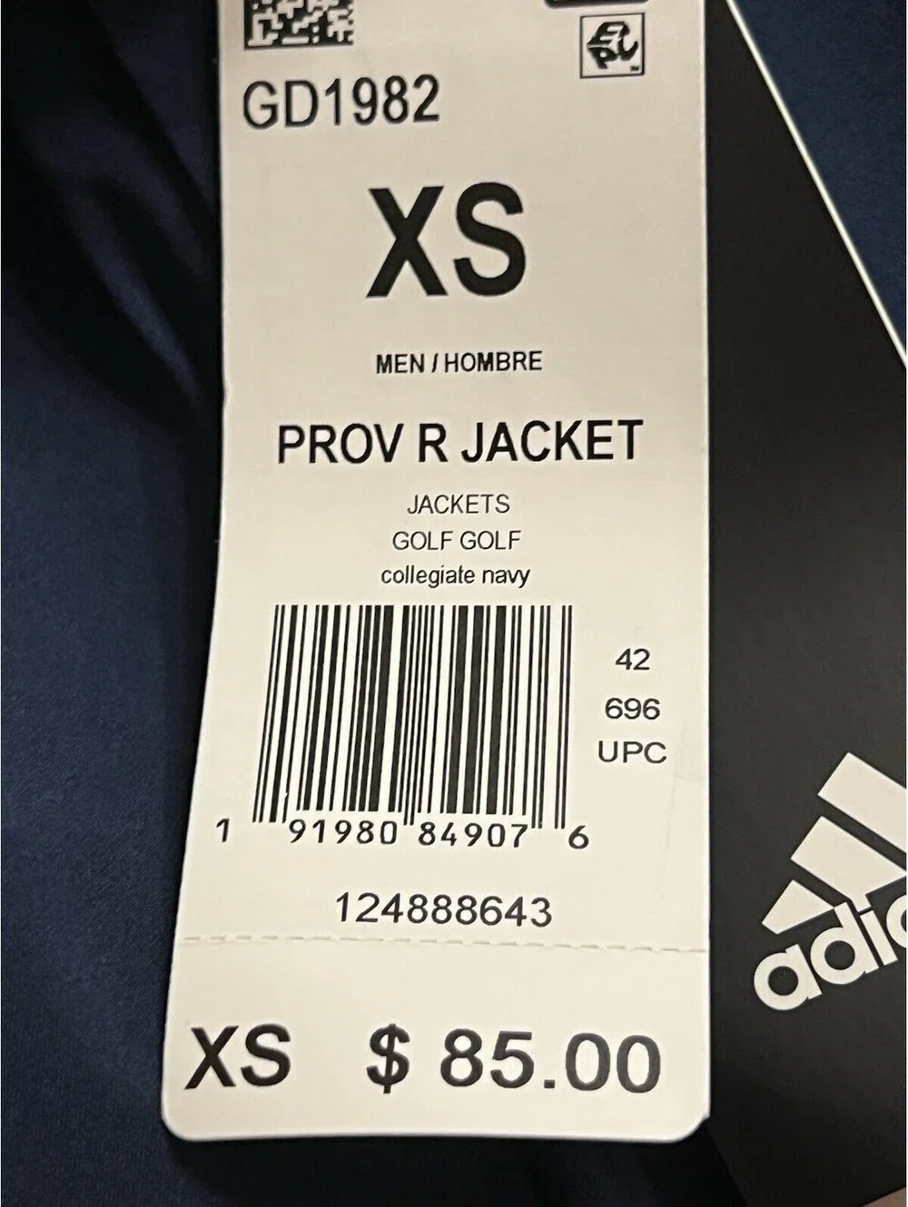 Adidas Provisional Rain Golf Jacket Men’s Size XS Collegiate Navy